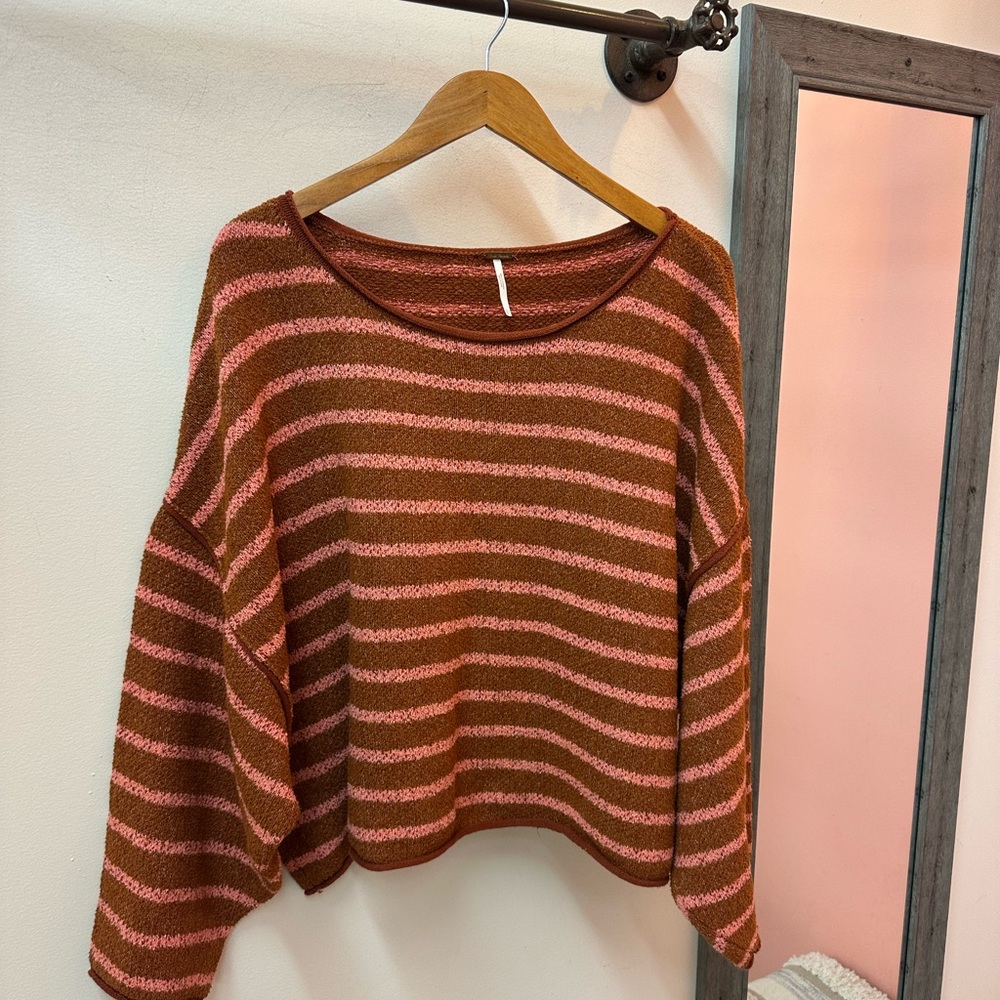 Free People Bardot Sweater - Rust and Blush - Picture 2 of 5